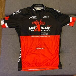 Louis Garneau Bicycle Cycling Jersey Men’s Adult Size Large Black and Red Canada